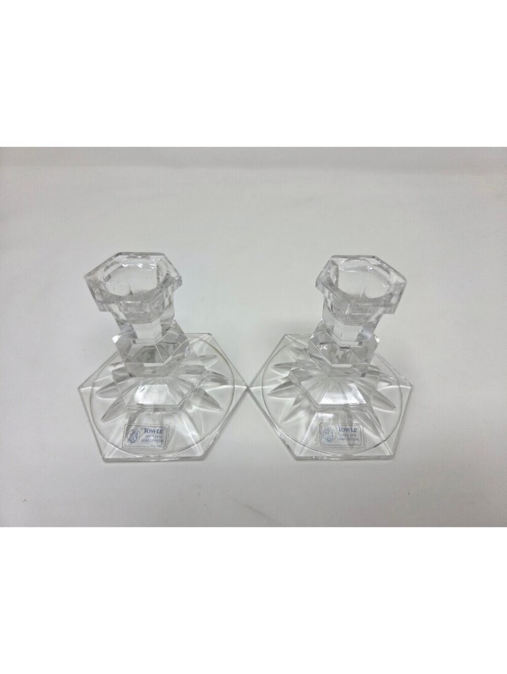 Vintage Towle Classic 3" Crystal Candle Stick Holders Set of 2